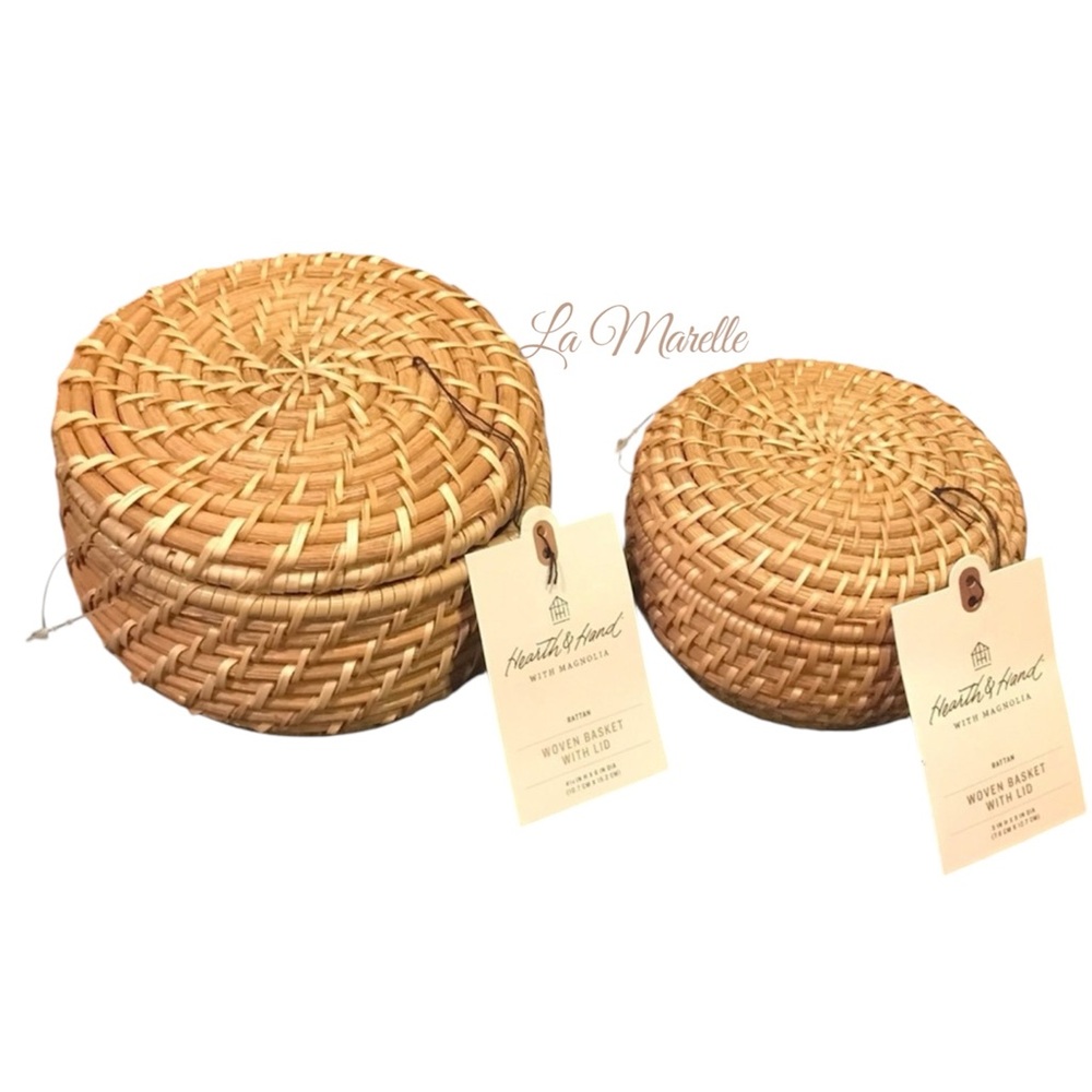 Medium & Small Woven Basket with Lid Natural - Hearth & Hand™ with Magnolia